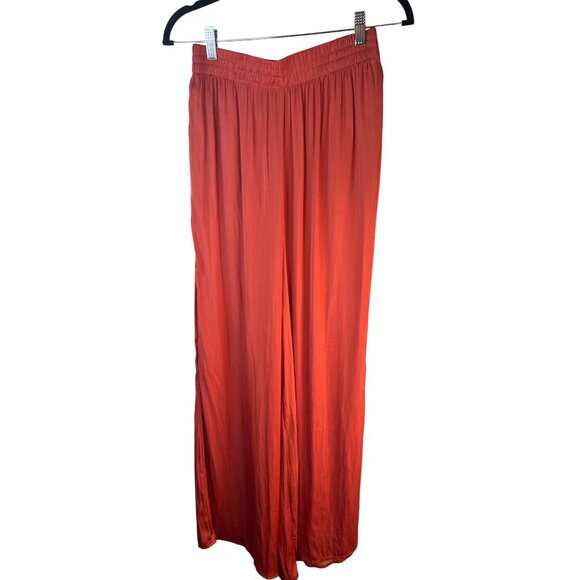 2/$30 ZARA Small Wide-Leg Terra-cotta Crinkled Elastic Flowy Gauchos Pants - Picture 3 of 13